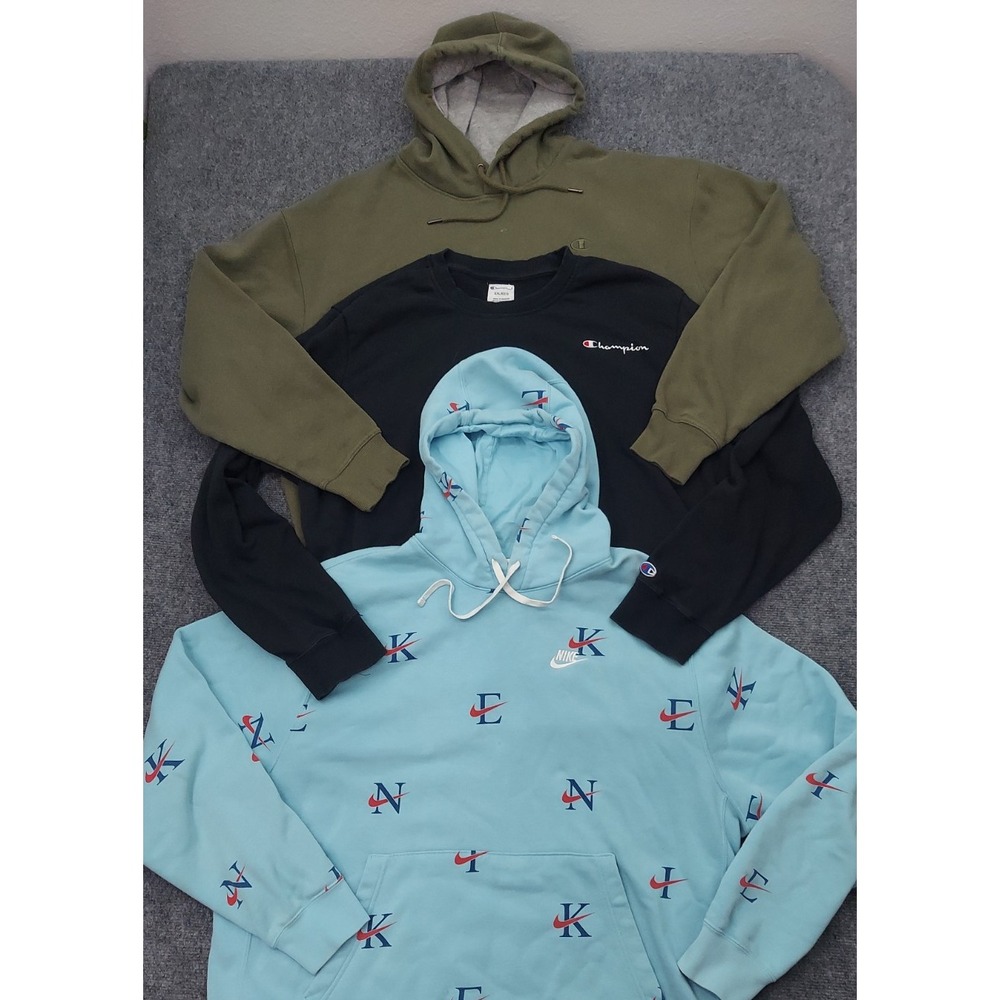 Lot 3 NIKE CHAMPION Hoodie Sweat Shirt Mens 2XL Athletic Gym Sports Outdoor READ